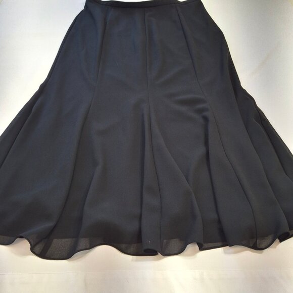 R&M Richards Plus 16W Blck Maxi Mermaid Skirt Sheer Flowy Chiffon Overlay Lined - Picture 3 of 14
